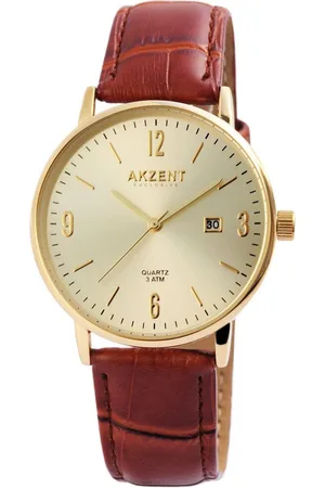 Akzent Quarzuhr Karam Exclusive Herrenarmbanduhr mit Lederimitationsband, Herrenuhr Lederimitat - Verkäufer: Shaghafi GmbH