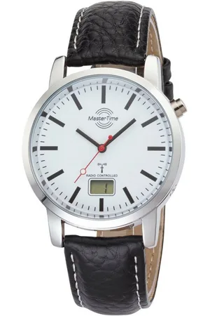 Master Time Funkuhr Basic MTGA-10592-20L, Armbanduhr, Quarzuhr, Herrenuhr, Datum, Lederarmband
