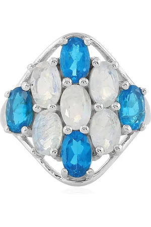 Cavill Silberring Regenbogen Mondstein & Blauer Apatit Silber Ring, Indisch 3.72ct (1-tlg) - Verkäufer: Juwelo Deutschland GmbH