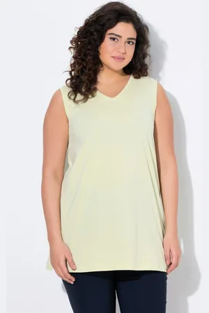 Ulla Popken Longtop Top V-Ausschnitt Relaxed ärmellos Baumwolle - Verkäufer: Popken Fashion Group