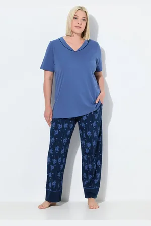 Ulla Popken Pyjama Pyjama Blüten V-Ausschnitt Halbarm - Verkäufer: Popken Fashion Group