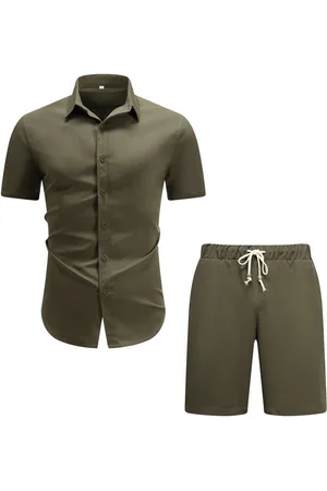 Allthemen Shirt & Hose (2 tlg, Kurzarmhemd & Shorts) Freizeitset Unifarben Sommerhemd - Verkäufer: