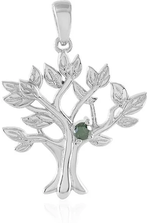 Cavill Anhänger Set 0,105ct Grüner Diamant Baum Silber Anhänger, Platin plattiert (1-tlg) - Verkäufer: Juwelo Deutschland GmbH