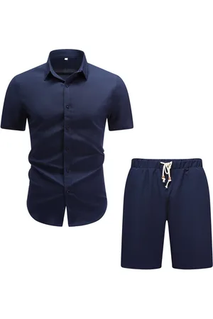 Allthemen Shirt & Hose (2 tlg, Kurzarmhemd & Shorts) Freizeitset Unifarben Sommerhemd - Verkäufer: