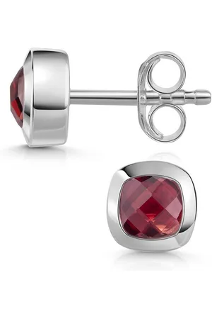 Materia Paar Ohrstecker Edelstein Granat rot facettiert quadratisch SO-340, 925 Sterling Silber - Verkäufer: Schmuck