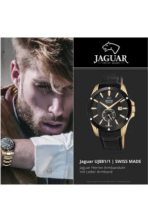 Jaguar Quarzuhr Echtleder Herrenuhr Analog, (Analoguhr), Herrenuhr Lederarmband , rundes Gehäuse, groß (ca. 44mm) - Verkäufer: Fit4Style Silberschmuck - IMPPAC