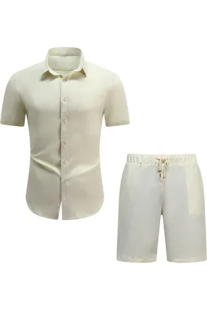 Allthemen Shirt & Hose (2 tlg, Kurzarmhemd & Shorts) Freizeitset Unifarben Sommerhemd - Verkäufer: