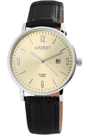 Akzent Quarzuhr Karam Exclusive Herrenarmbanduhr mit Lederimitationsband, Herrenuhr Lederimitat - Verkäufer: Shaghafi GmbH