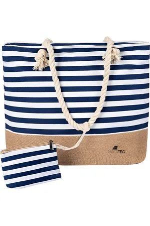 MALATEC Strandtasche Tasche für Strand (Picknicktasche mit Minitasche, 2-tlg., Blau, weiß), Marine Stil - Verkäufer: Tisa-shop