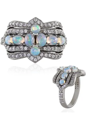 Cavill Silberring Äthiopischer Welo Opal & Zirkon Silber Ring, 1,514ct (1-tlg) - Verkäufer: Juwelo Deutschland GmbH