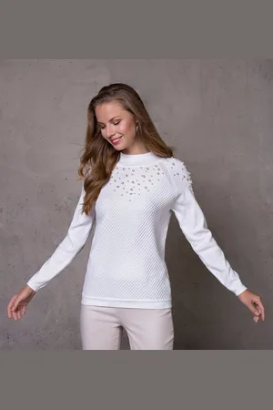 Passioni Strickpullover Pullover mit Rautenmuster und edler Perlenverzierung - Verkäufer: Passion Mode