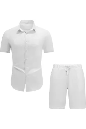 Allthemen Shirt & Hose (2 tlg, Kurzarmhemd & Shorts) Freizeitset Unifarben Sommerhemd - Verkäufer: