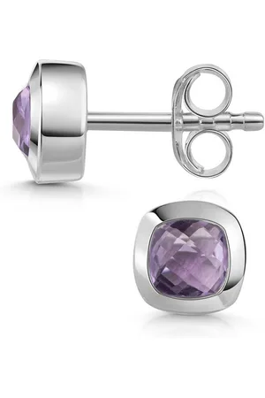 Materia Paar Ohrstecker Edelstein Amethyst lila facettiert quadratisch SO-340, 925 Sterling Silber - Verkäufer: Schmuck