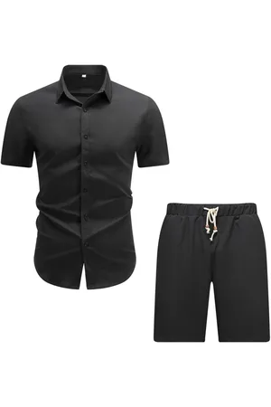 Allthemen Shirt & Hose (2 tlg, Kurzarmhemd & Shorts) Freizeitset Unifarben Sommerhemd - Verkäufer: