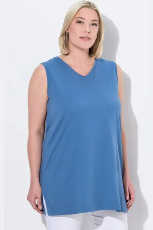 Ulla Popken Longtop Top V-Ausschnitt Relaxed ärmellos Baumwolle - Verkäufer: Popken Fashion Group