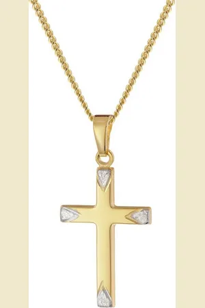 trendor Panzerkette Kreuz-Anhänger Gold 333/8K 21 mm an goldplattierter Silberkette - Verkäufer: uhrcenter