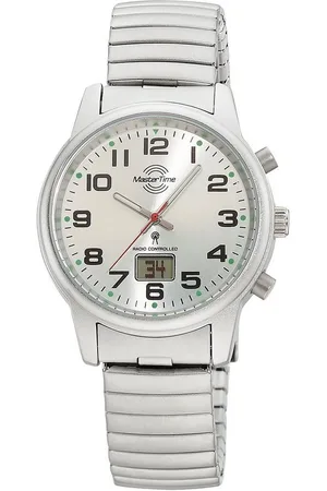 Master Time Funkuhr Super Power MTLA-10820-42M, Armbanduhr, Quarzuhr, Damenuhr, Datum, Leuchtzeiger, Flexband, Zugband