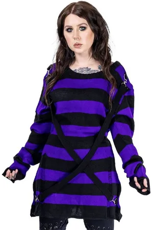 Heartless Strickpullover Oriana Strickpulli Goth Punk Gestreift Grunge Distressed - Verkäufer: Schompi Trading e.K.
