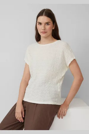 QS by s.Oliver Shirttop Strukturiertes T-Shirt aus Baumwollmix im Relaxed Fit - Verkäufer: