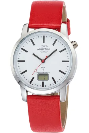 Master Time Funkuhr MTGA-10917-11L, Quarzuhr, Armbanduhr, Herrenuhr, Lederarmband, analog, digital