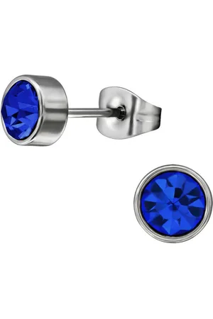 Bungsa Ohrring-Set Ohrstecker rund 7mm Silber mit farbigem Kristall aus Edelstahl für (1 Paar (2 Stück), 2-tlg), Ohrschmuck Ohrringe - Verkäufer: