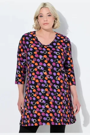 Ulla Popken Longshirt Longshirt Punkte A-Linie V-Ausschnitt 3/4-Arm - Verkäufer: Popken Fashion Group
