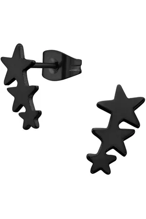 Bungsa Ohrstecker-Set Dreifach-Stern-Ohrstecker schwarz aus Edelstahl Unisex (1 Paar (2 Stück), 2-tlg), Ohrschmuck Ohrringe - Verkäufer: