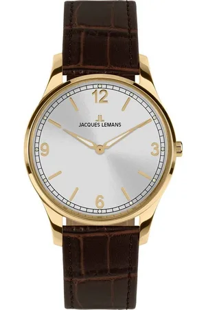 Jacques Lemans Quarzuhr London, 1-2129C, Armbanduhr, Damenuhr, Lederarmband, gehärtetes Crystexglas