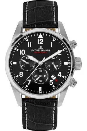 Jacques Lemans Chronograph Barcelona, 42-2A, Quarzuhr, Armbanduhr, Herrenuhr, Datum, Stoppfunktion, Lederarmband