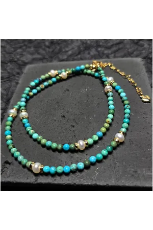 Golden Kette ohne Anhänger Perlen mit Türkis Choker, Geburtssteine ​​Juni Dezember, Geschenk - Verkäufer: Touch GmbH