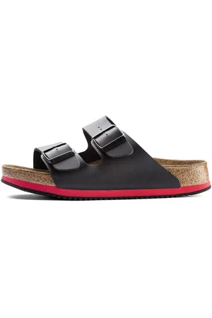 Birkenstock Sandale Arizona Superlauf, Birko-Flor, schwarz/rot Pantolette - Verkäufer: Dönges