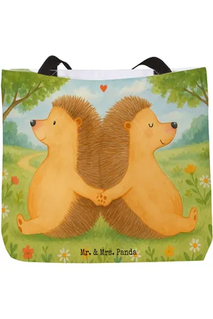 Mr. & Mrs. Panda Shopper Igel händchenhaltend Design - - Geschenk, Hand in Hand, Alltagst (1-tlg), Kreative Designs - Verkäufer: