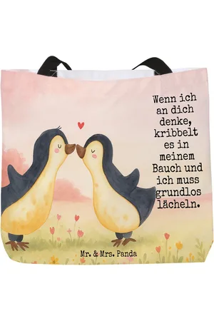Mr. & Mrs. Panda Shopper Pinguine Kuss Design - - Geschenk, Schulbeutel, Ehefrau, Geschen (1-tlg), Mobiler Big Bag - Verkäufer:
