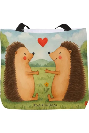 Mr. & Mrs. Panda Shopper Igel Liebe Design - - Geschenk, Partner, Verlobung, Schulbeutel, (1-tlg), Kreative Designs - Verkäufer:
