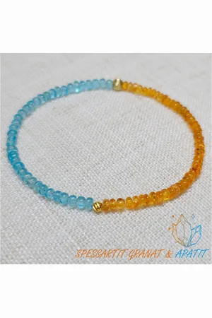 Golden Charm-Armband Spessartit Granat & Blauer Apatit Armband, Orange Edelstein Armband - Verkäufer: Touch GmbH