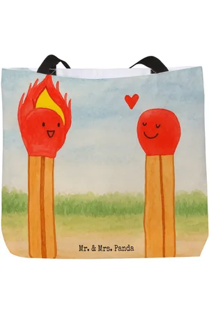 Mr. & Mrs. Panda Shopper Streichhölzer Design - - Geschenk, Ehefrau, Schultasche, Liebesg (1-tlg), Mobiler Big Bag - Verkäufer: