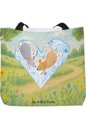 Mr. & Mrs. Panda Shopper Mäuse Herz Design - - Geschenk, Jahrestag, Strandtasche, Pärchen (1-tlg), Ergonomischer Griff - Verkäufer: