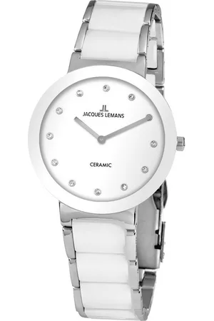 Jacques Lemans Keramikuhr Monaco 42-7H, Quarzuhr, Armbanduhr, Damenuhr, gehärtetes Crystexglas, Steine