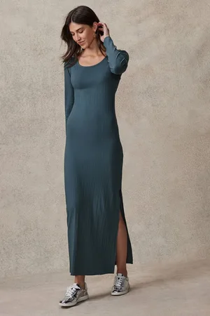 Next Maxikleid Geripptes Maxikleid U-Ausschnitt und langen Ärmeln (1-tlg) - Verkäufer: Germany GmbH