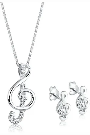 Elli Schmuckset Notenschlüssel Glas Kristalle 925 Sterling Silber, Notenschlüssel - Verkäufer: JULIE & GRACE GmbH