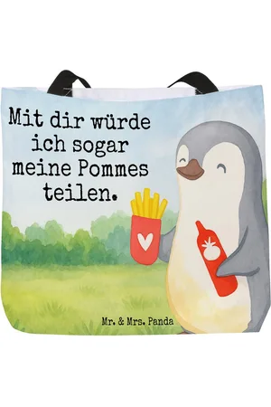 Mr. & Mrs. Panda Shopper Pinguin Pommes Design - - Geschenk, für Ehemann, Partner, Heirat (1-tlg), Kreative Designs - Verkäufer: