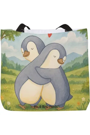 Mr. & Mrs. Panda Shopper Pinguine Kuscheln Design - - Geschenk, Einkaufsbeutel, Hocheitst (1-tlg), Mobiler Big Bag - Verkäufer: