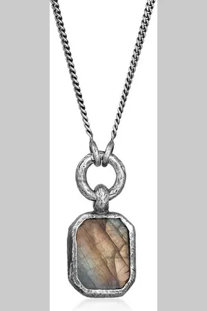 Haze & Glory Kette mit Anhänger Labradorit Anhänger 925 Silber oxidiert, Plättchen - Verkäufer: JULIE & GRACE GmbH