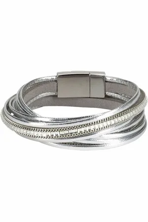 Firetti Wickelarmband im Metallic Look, mit Glasstein