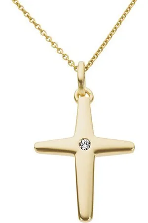 Firetti Kreuzanhänger Schmuck Geschenk Gold 333 Halsschmuck Anhänger für Halskette Kreuz, mit Brillant