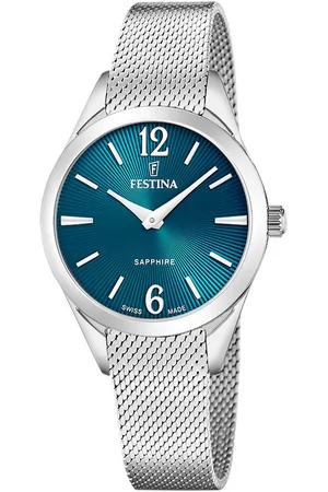 Festina Quarzuhr Grace F20076/4, Armbanduhr, Damenuhr, Swiss Made, Edelstahlarmband, Saphirglas