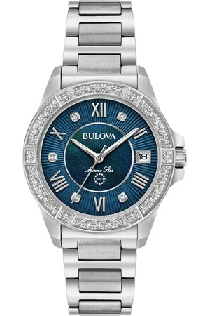 BULOVA Quarzuhr Marine Star 96R215, Armbanduhr, Damenuhr, Datum, Diamanten, Saphirglas, Edelstahlarmband