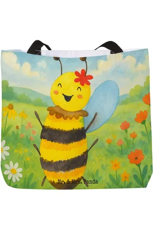 Mr. & Mrs. Panda Shopper Biene Happy Design - - Geschenk, Strandtasche, Shopper, Wespe, F (1-tlg), Ergonomischer Griff - Verkäufer: