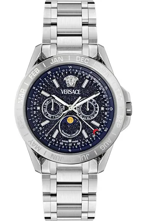 VERSACE Multifunktionsuhr V-GALAXY MOONPHASE VE0K00125, Quarzuhr,Armbanduhr,Herrenuhr,Swiss Made,Edelstahlarmband,Mondphase