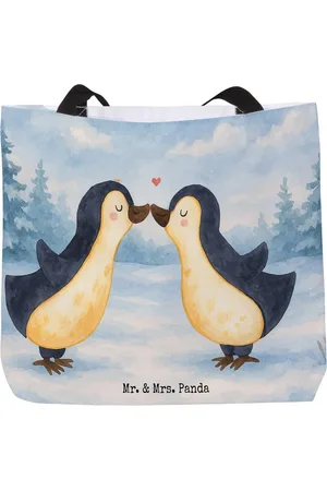 Mr. & Mrs. Panda Shopper Pinguin Liebe Design - - Geschenk, Shopper, Tragebeutel, glückli (1-tlg), Einzigartiges Design - Verkäufer: